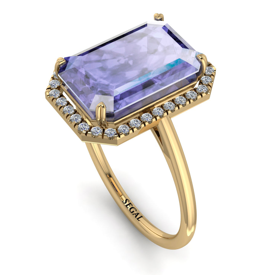 Halo Emerald Cut Tanzanite Engagement Ring - Izabella No. 201