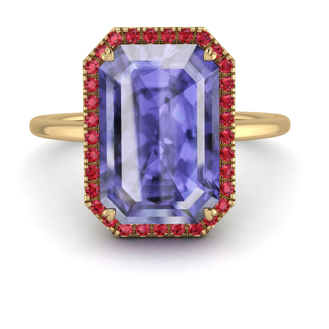 Halo Emerald Cut Tanzanite Engagement Ring - Izabella No. 210