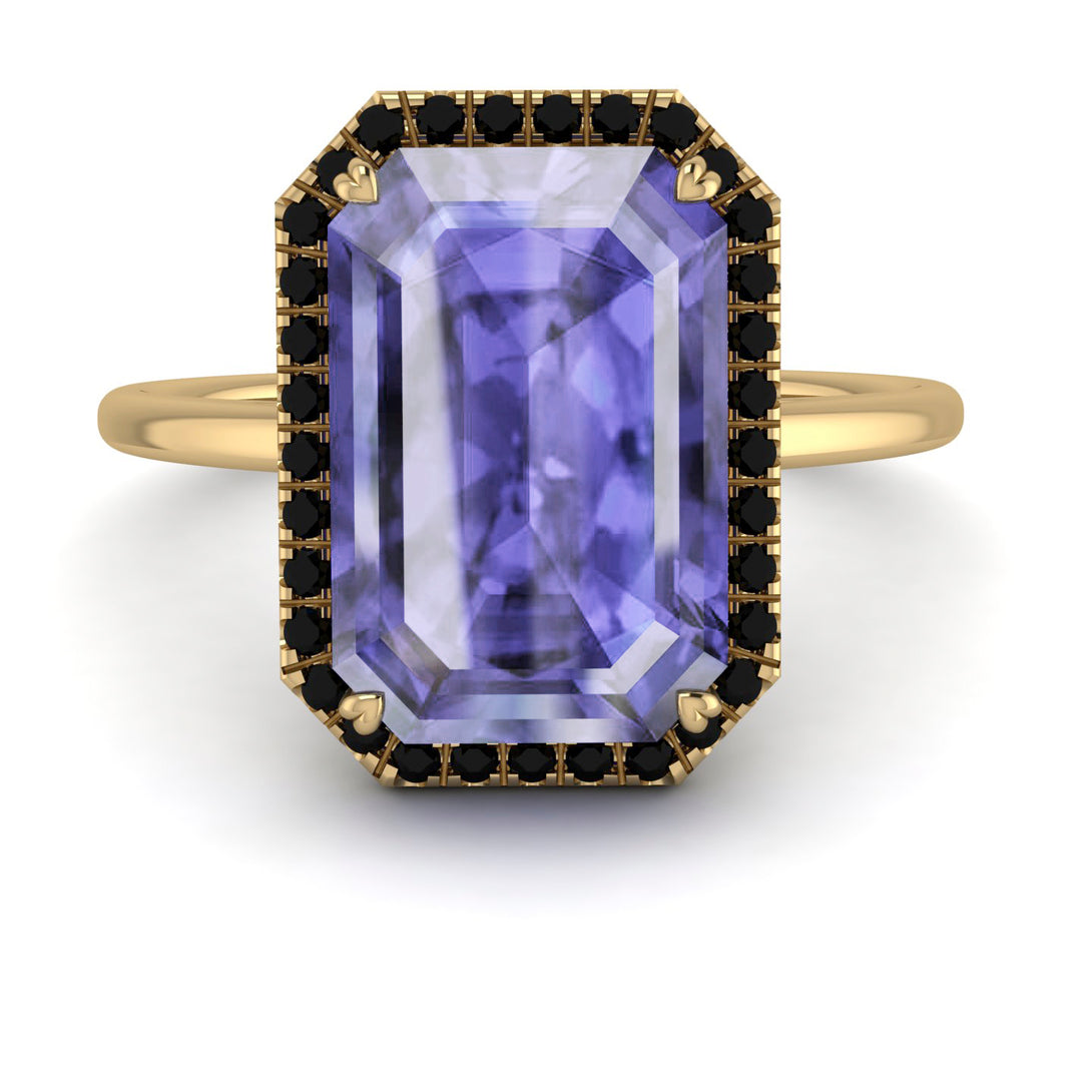 Halo Emerald Cut Tanzanite Engagement Ring - Izabella No. 207