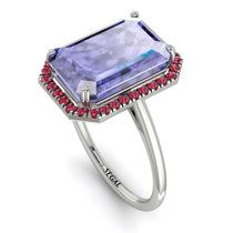 Halo Emerald Cut Tanzanite Engagement Ring - Izabella No. 212 image 1