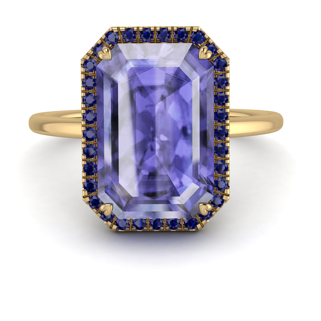 Halo Emerald Cut Tanzanite Engagement Ring - Izabella No. 213