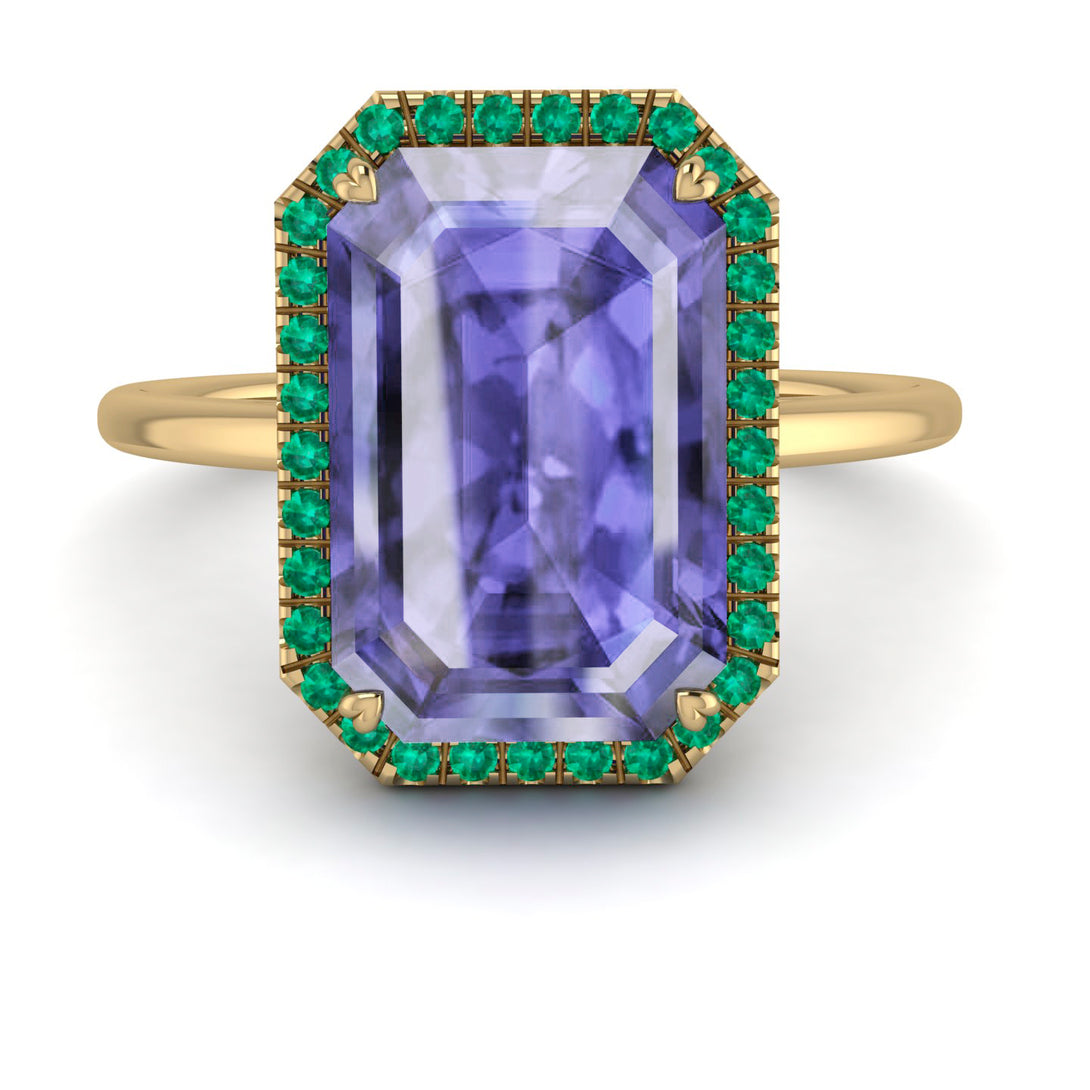 Halo Emerald Cut Tanzanite Engagement Ring - Izabella No. 204