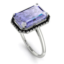 Halo Emerald Cut Tanzanite Engagement Ring - Izabella No. 209 image 1