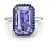 Halo Emerald Cut Tanzanite Engagement Ring - Izabella No. 215