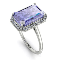 Halo Emerald Cut Tanzanite Engagement Ring - Izabella No. 203 image 1