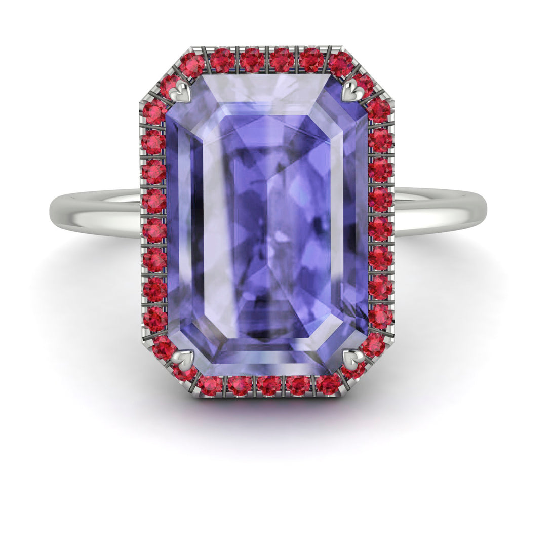 Halo Emerald Cut Tanzanite Engagement Ring - Izabella No. 212
