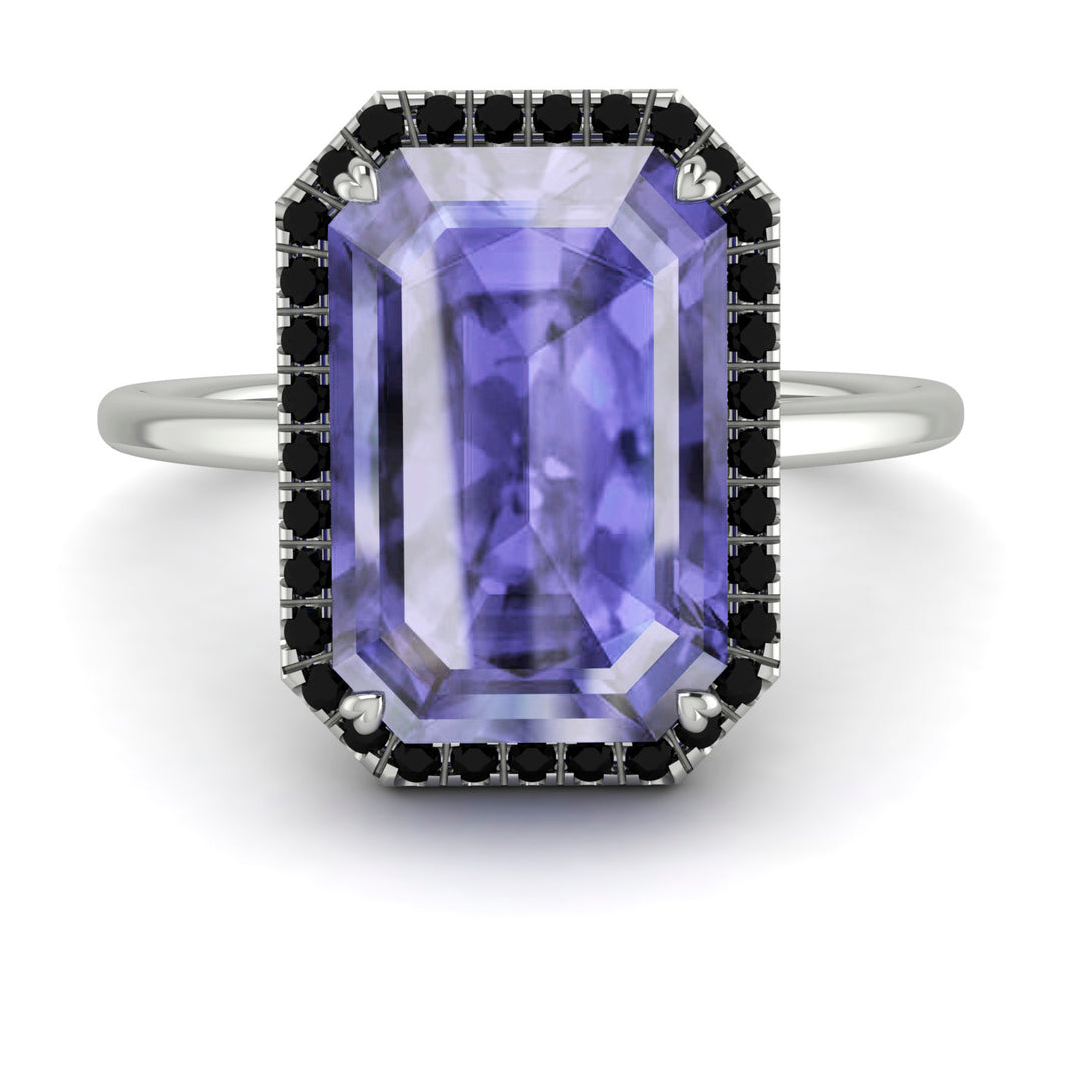 Halo Emerald Cut Tanzanite Engagement Ring - Izabella No. 209