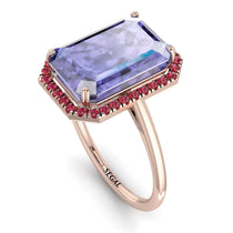 Halo Emerald Cut Tanzanite Engagement Ring - Izabella No. 211 image 1