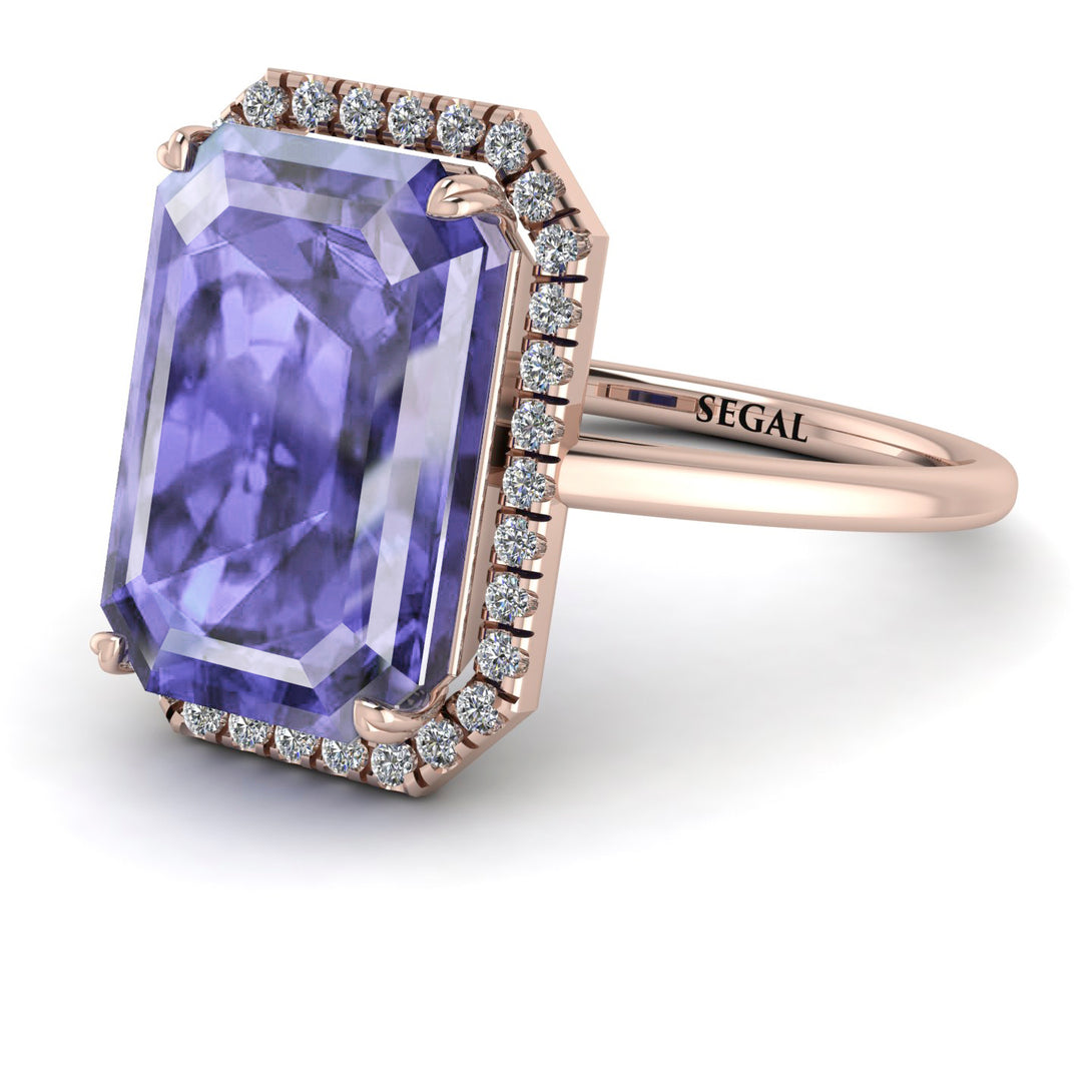 Halo Emerald Cut Tanzanite Engagement Ring - Izabella No. 202
