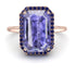 Halo Emerald Cut Tanzanite Engagement Ring - Izabella No. 214