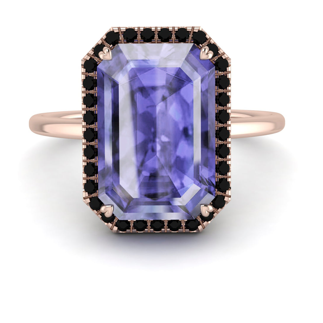Halo Emerald Cut Tanzanite Engagement Ring - Izabella No. 208