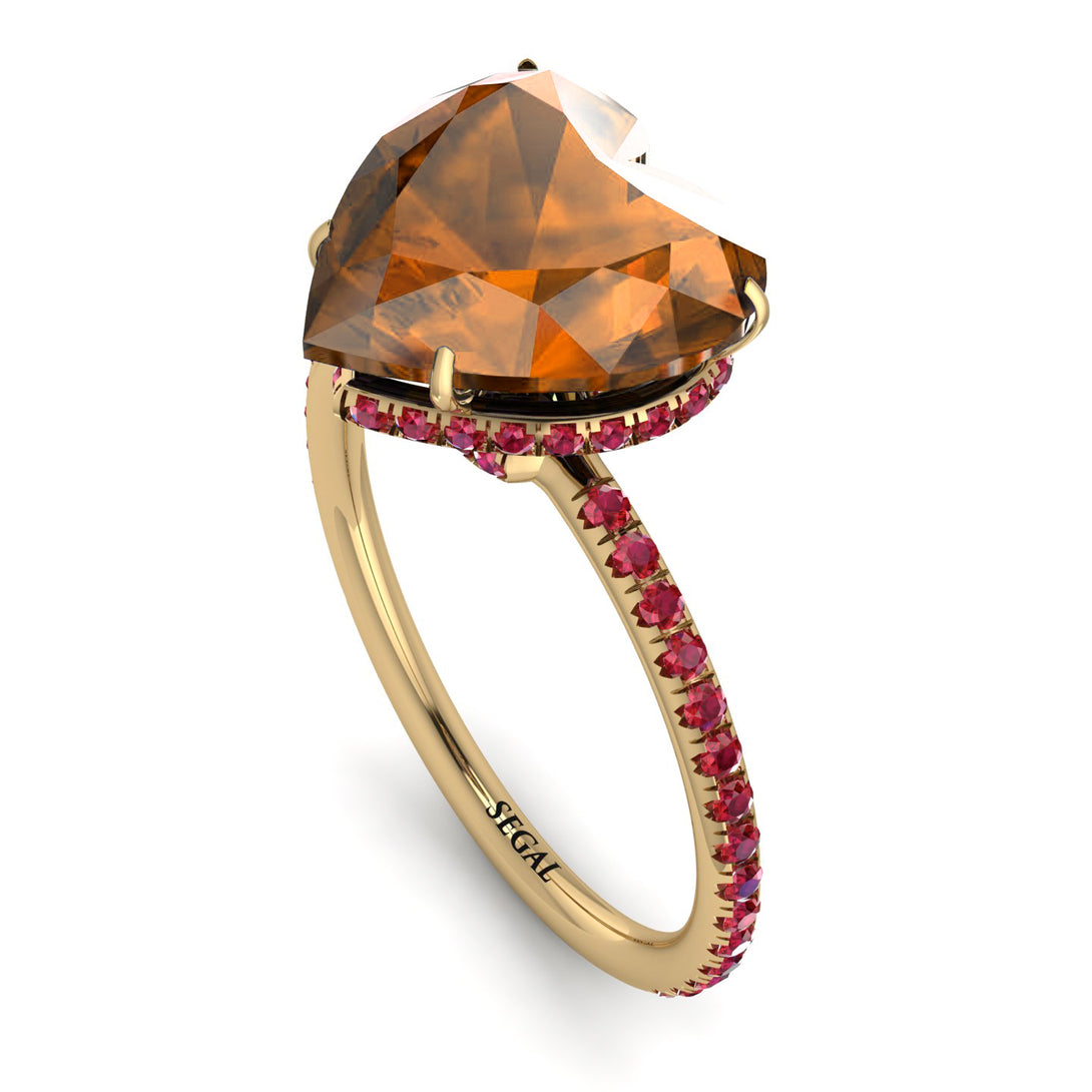Heart Shape Brown Diamond Ring - Noelle No. 1110