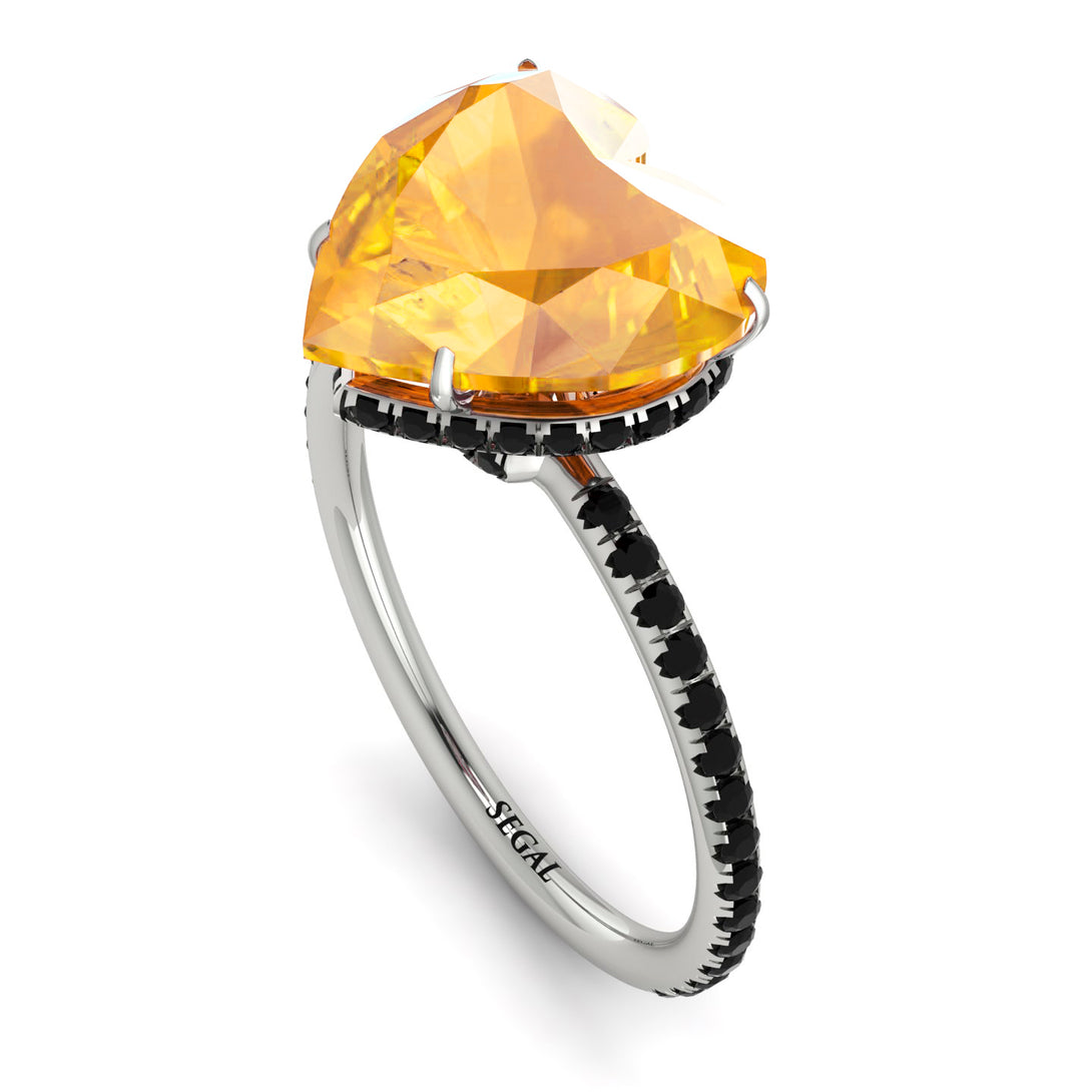 Heart Shape Yellow Diamond Ring - Noelle No. 1009