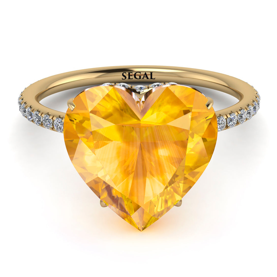 Heart Shape Yellow Diamond Ring - Noelle No. 1001