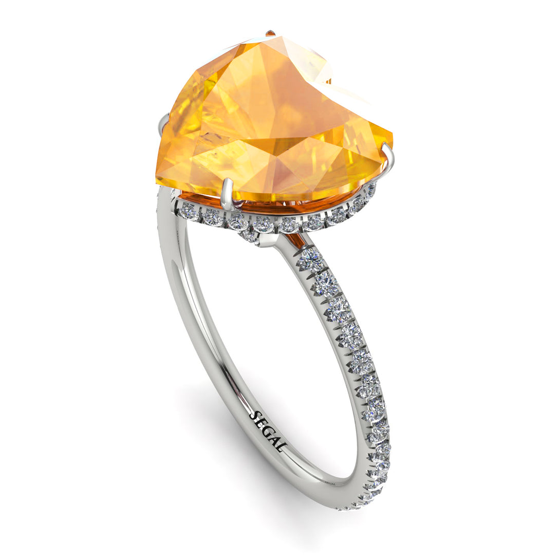 Heart Shape Yellow Diamond Ring - Noelle No. 1003
