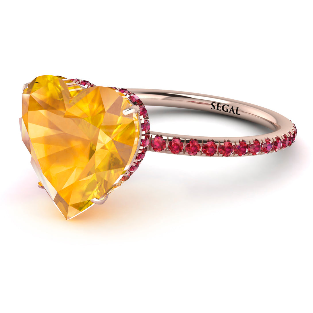 Heart Shape Yellow Diamond Ring - Noelle No. 1011