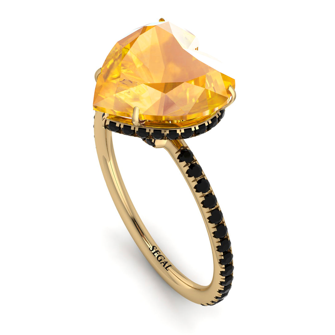 Heart Shape Yellow Diamond Ring - Noelle No. 1007