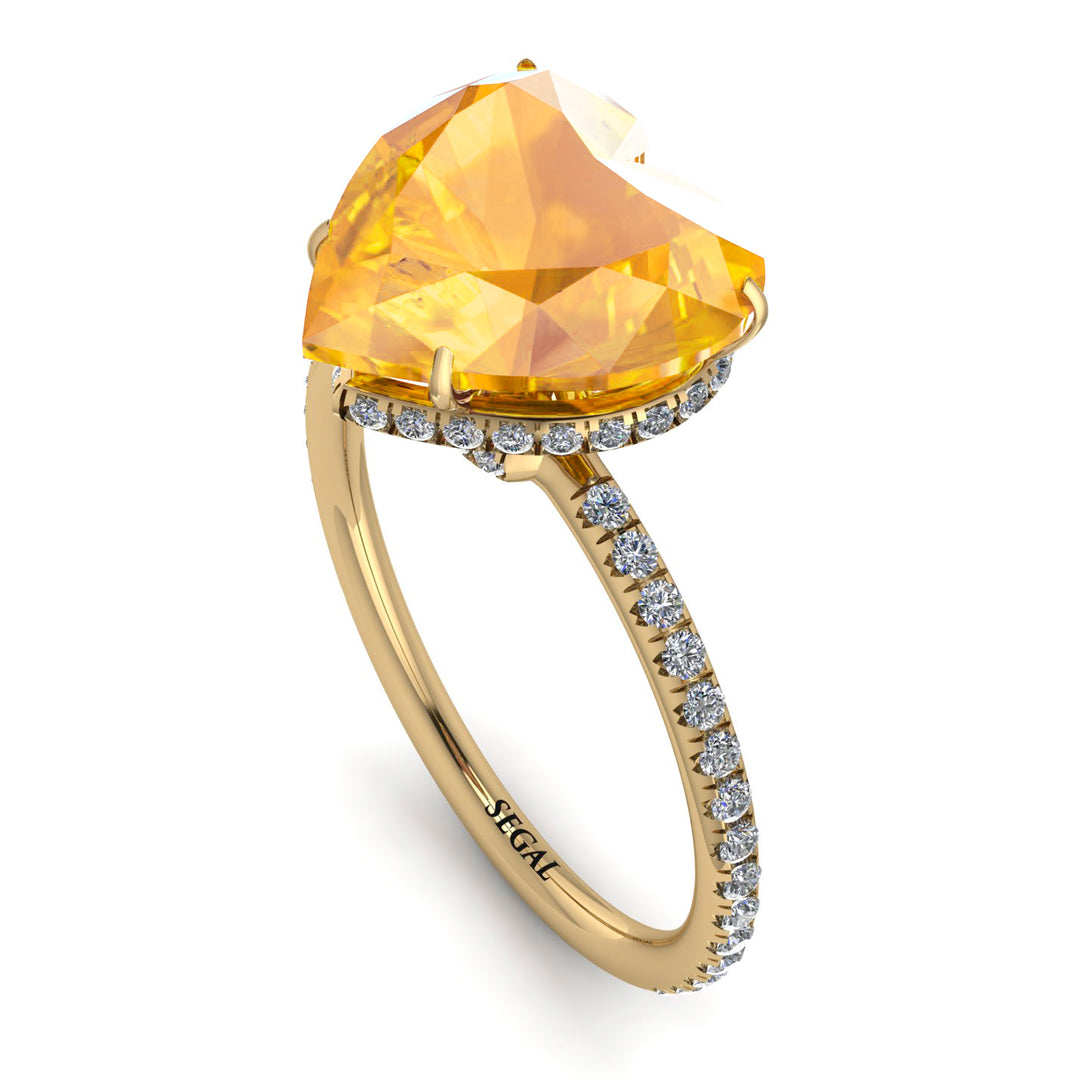 Heart Shape Yellow Diamond Ring - Noelle No. 1001