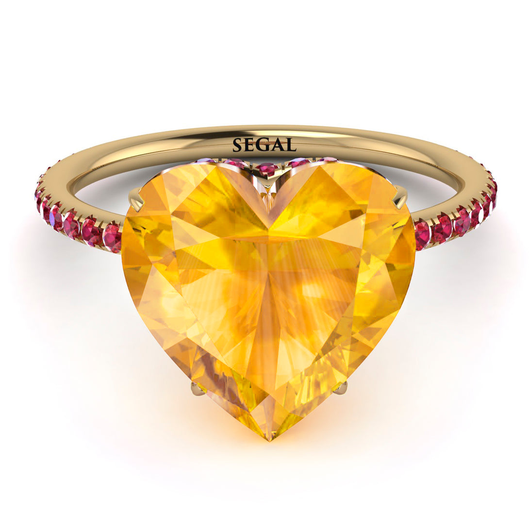Heart Shape Yellow Diamond Ring - Noelle No. 1010