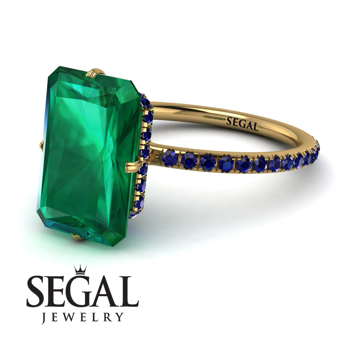 Hidden Halo Emerald Cut Emerald Engagement Ring - Vanessa No. 64