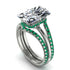 Hidden Halo Emerald Cut Emerald Double Band Bridal Set - Vanessa No. 18