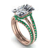 Hidden Halo Emerald Cut Diamond Double Band Bridal Set - Vanessa No. 17