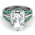 Hidden Halo Emerald Cut Emerald Double Band Bridal Set - Vanessa No. 18