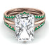 Hidden Halo Emerald Cut Diamond Double Band Bridal Set - Vanessa No. 17