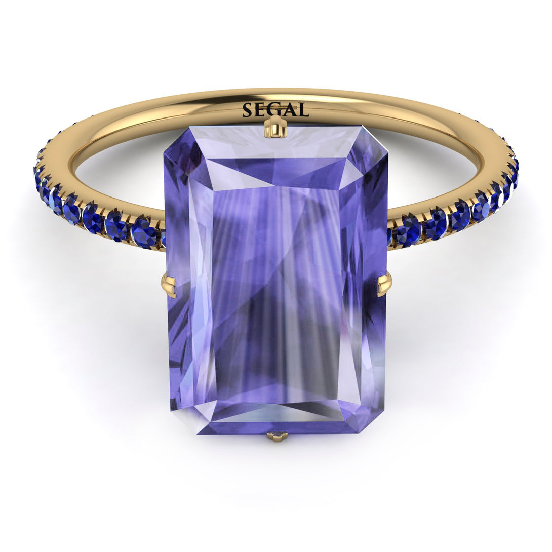Hidden Halo Emerald Cut Tanzanite Engagement Ring - Vanessa No. 213
