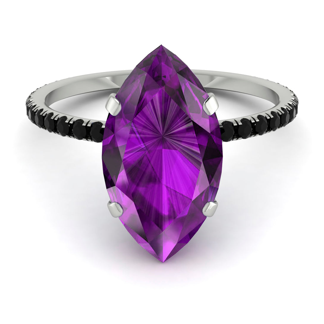 Hidden Halo Marquise Amethyst Engagement Ring - Journey No. 309