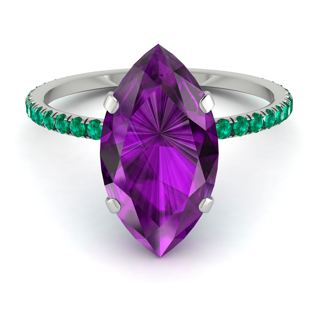 Hidden Halo Marquise Amethyst Engagement Ring - Journey No. 306