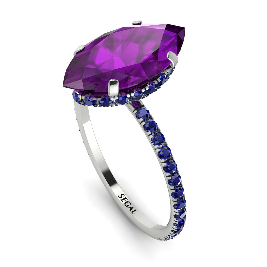 Hidden Halo Marquise Amethyst Engagement Ring - Journey No. 315