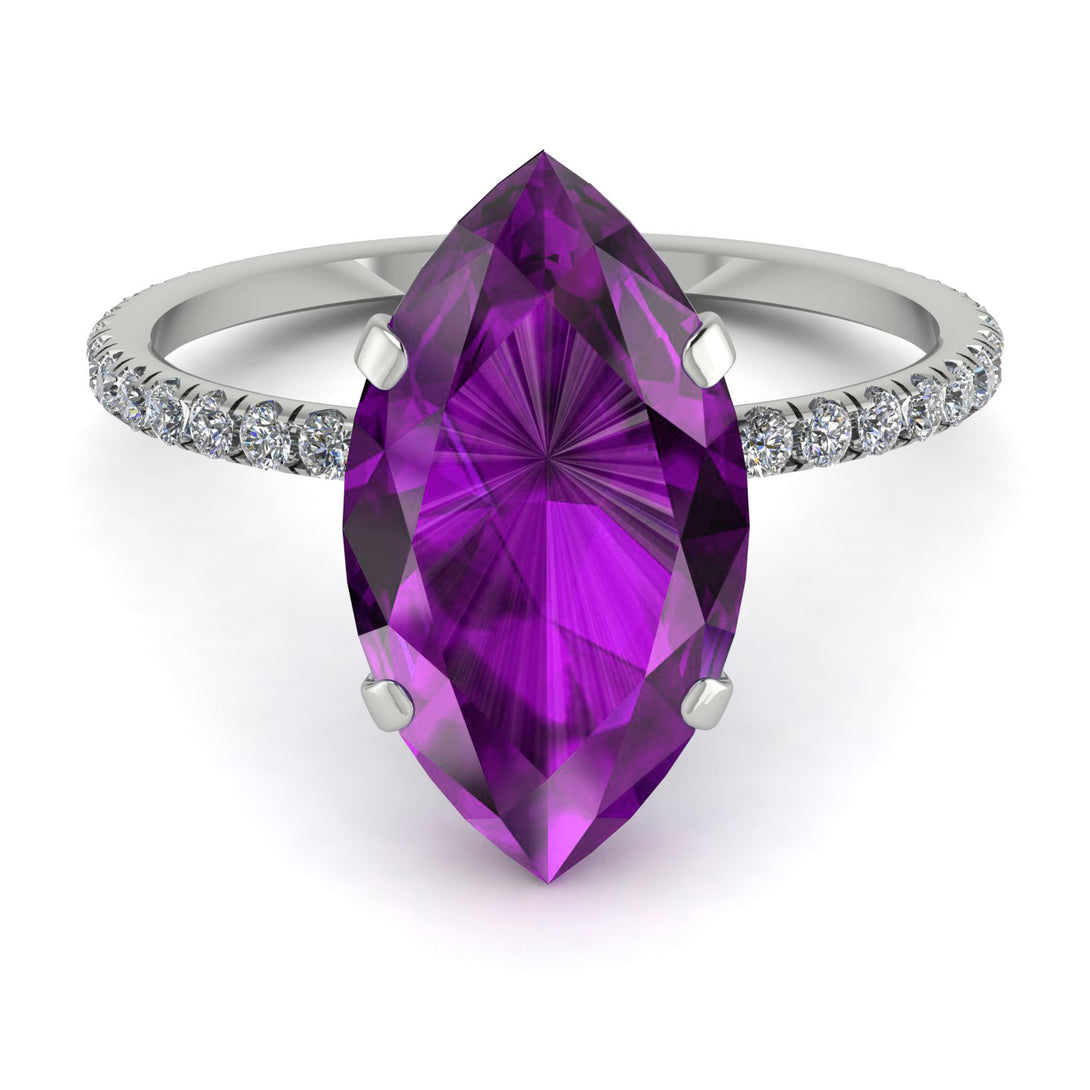 Hidden Halo Marquise Amethyst Engagement Ring - Journey No. 303
