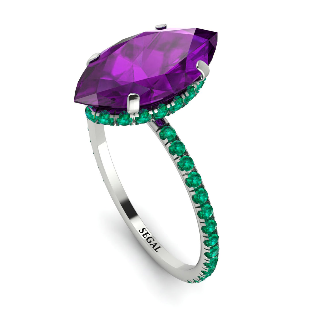 Hidden Halo Marquise Amethyst Engagement Ring - Journey No. 306