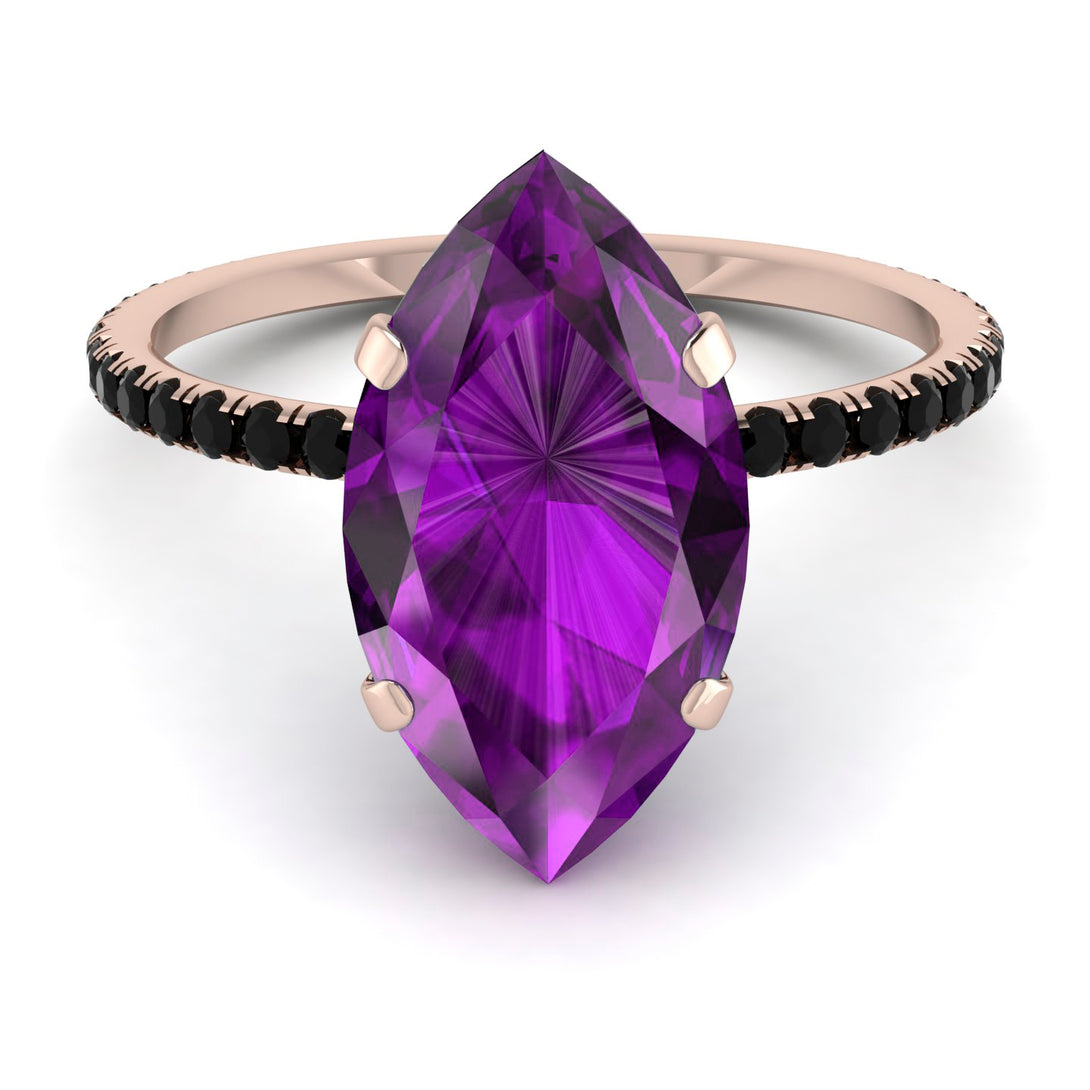 Hidden Halo Marquise Amethyst Engagement Ring - Journey No. 308