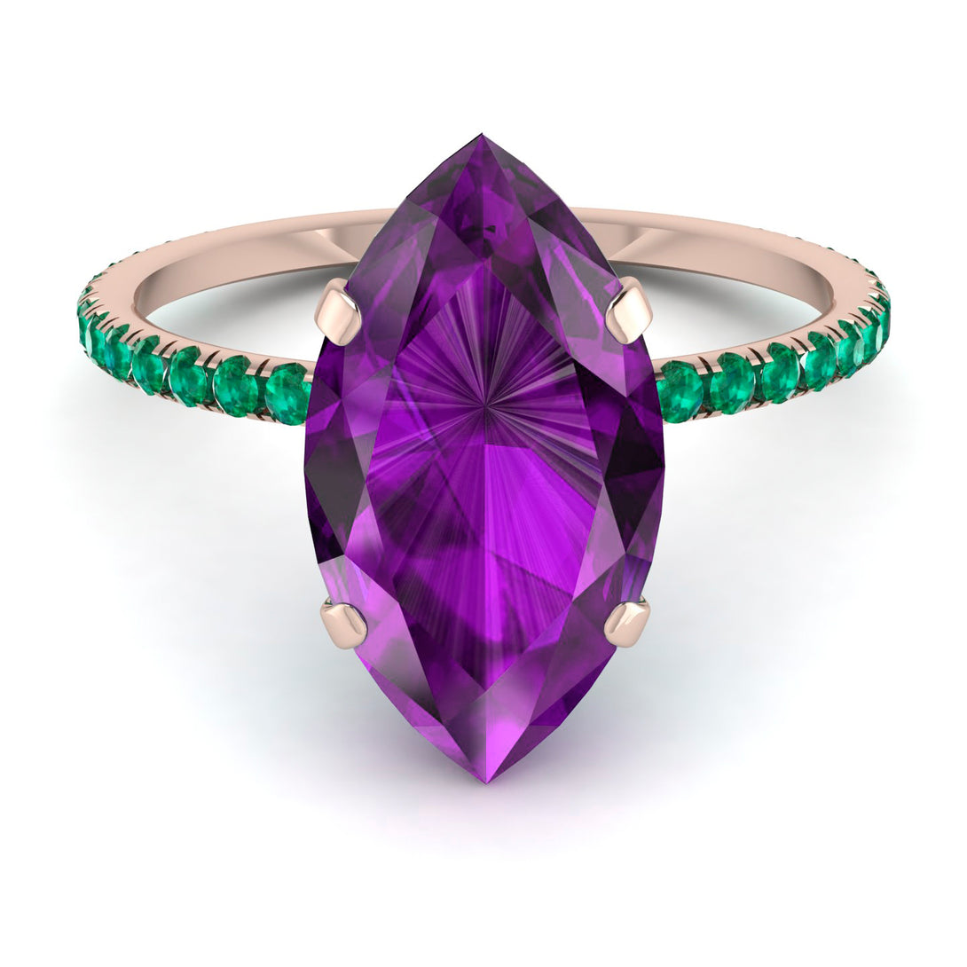 Hidden Halo Marquise Amethyst Engagement Ring - Journey No. 305