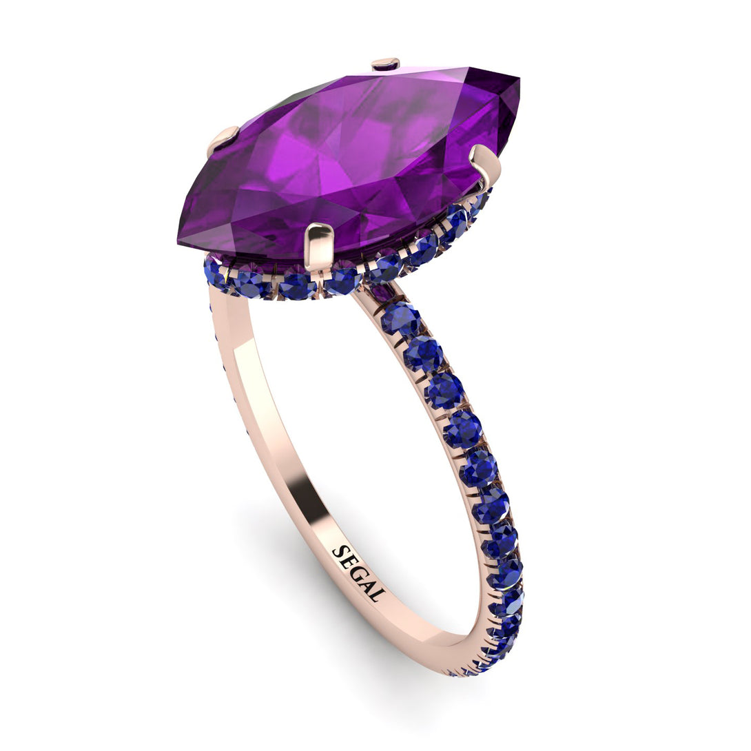 Hidden Halo Marquise Amethyst Engagement Ring - Journey No. 314