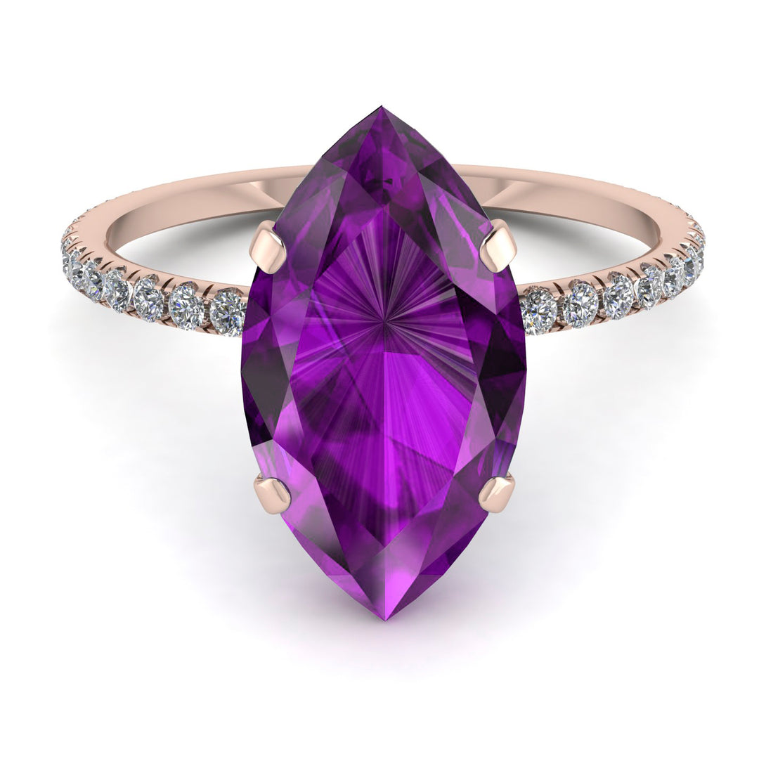 Hidden Halo Marquise Amethyst Engagement Ring - Journey No. 302