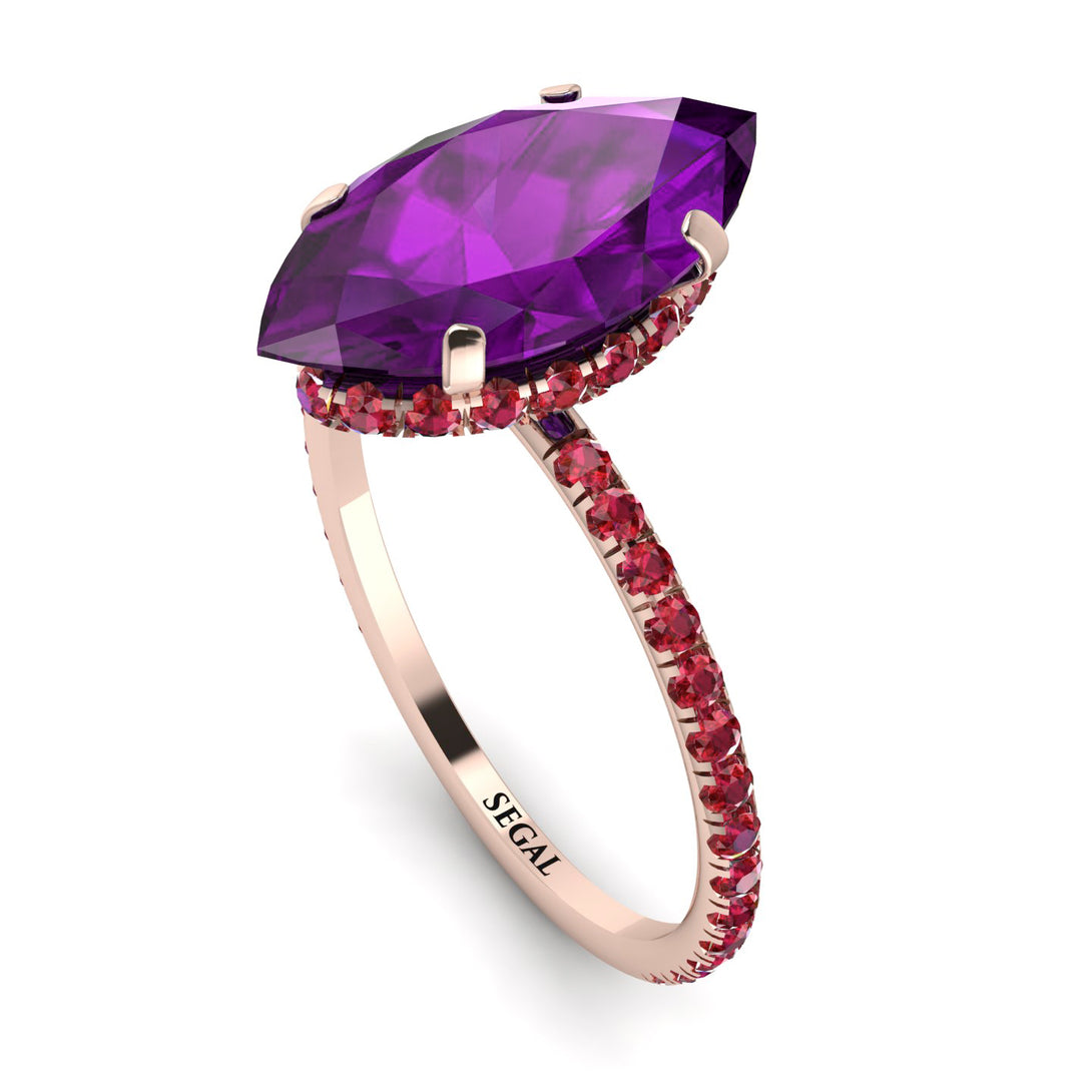 Hidden Halo Marquise Amethyst Engagement Ring - Journey No. 311