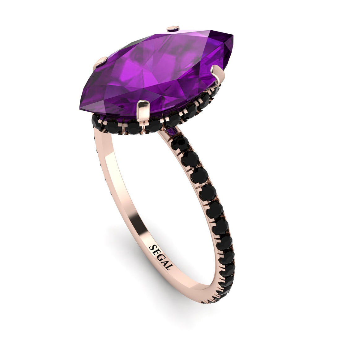 Hidden Halo Marquise Amethyst Engagement Ring - Journey No. 308