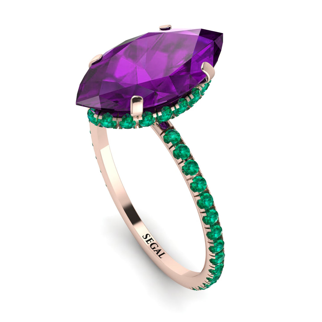 Hidden Halo Marquise Amethyst Engagement Ring - Journey No. 305