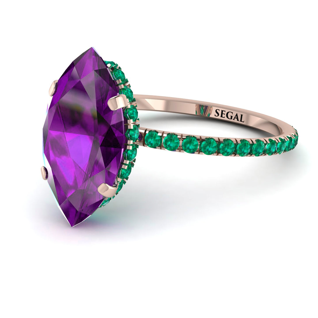 Hidden Halo Marquise Amethyst Engagement Ring - Journey No. 305
