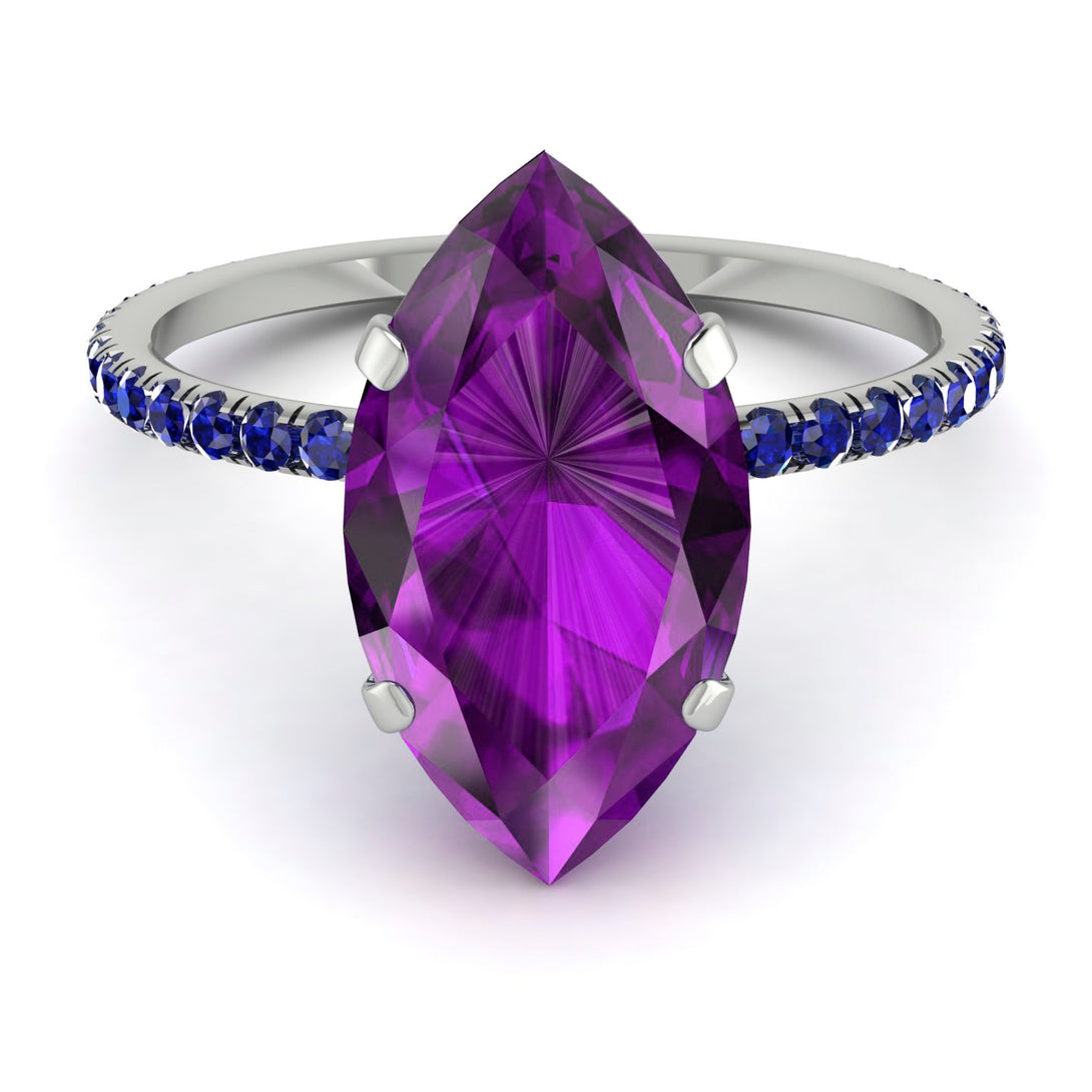 Hidden Halo Marquise Amethyst Engagement Ring - Journey No. 315
