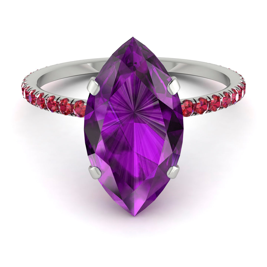 Hidden Halo Marquise Amethyst Engagement Ring - Journey No. 312