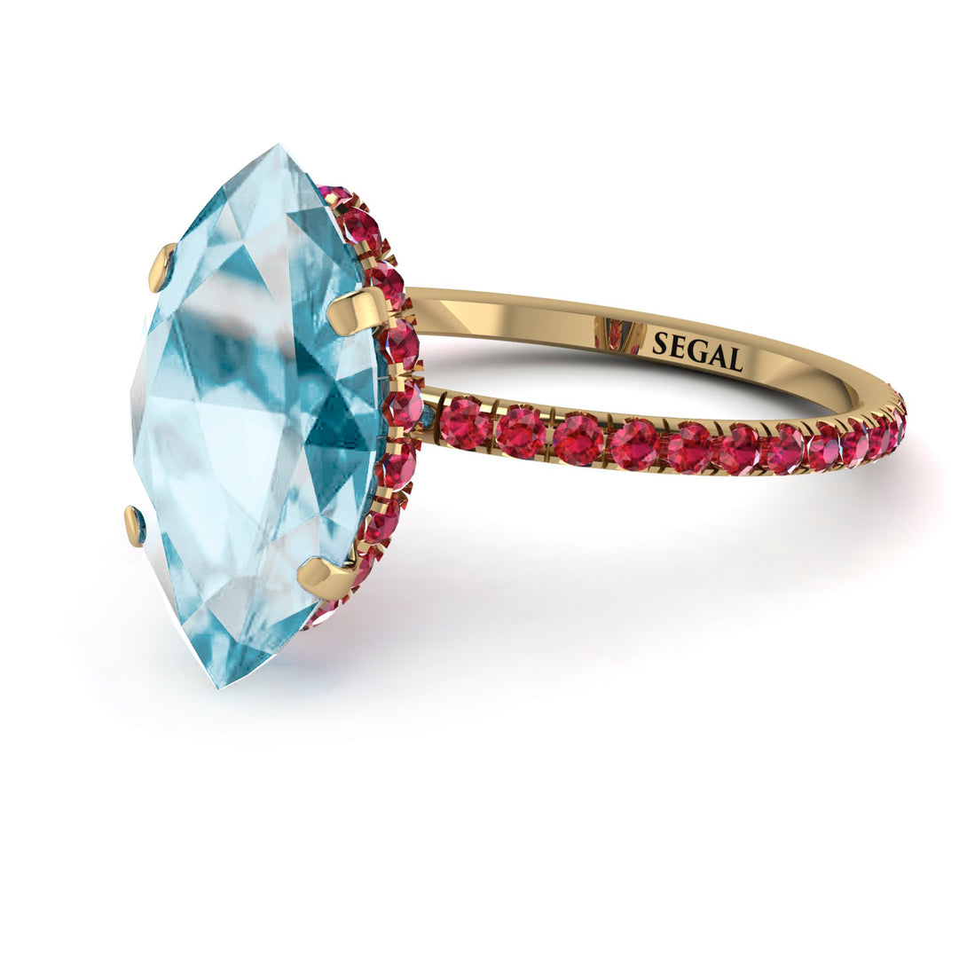 Hidden Halo Marquise Aquamarine Engagement Ring - Journey No. 410