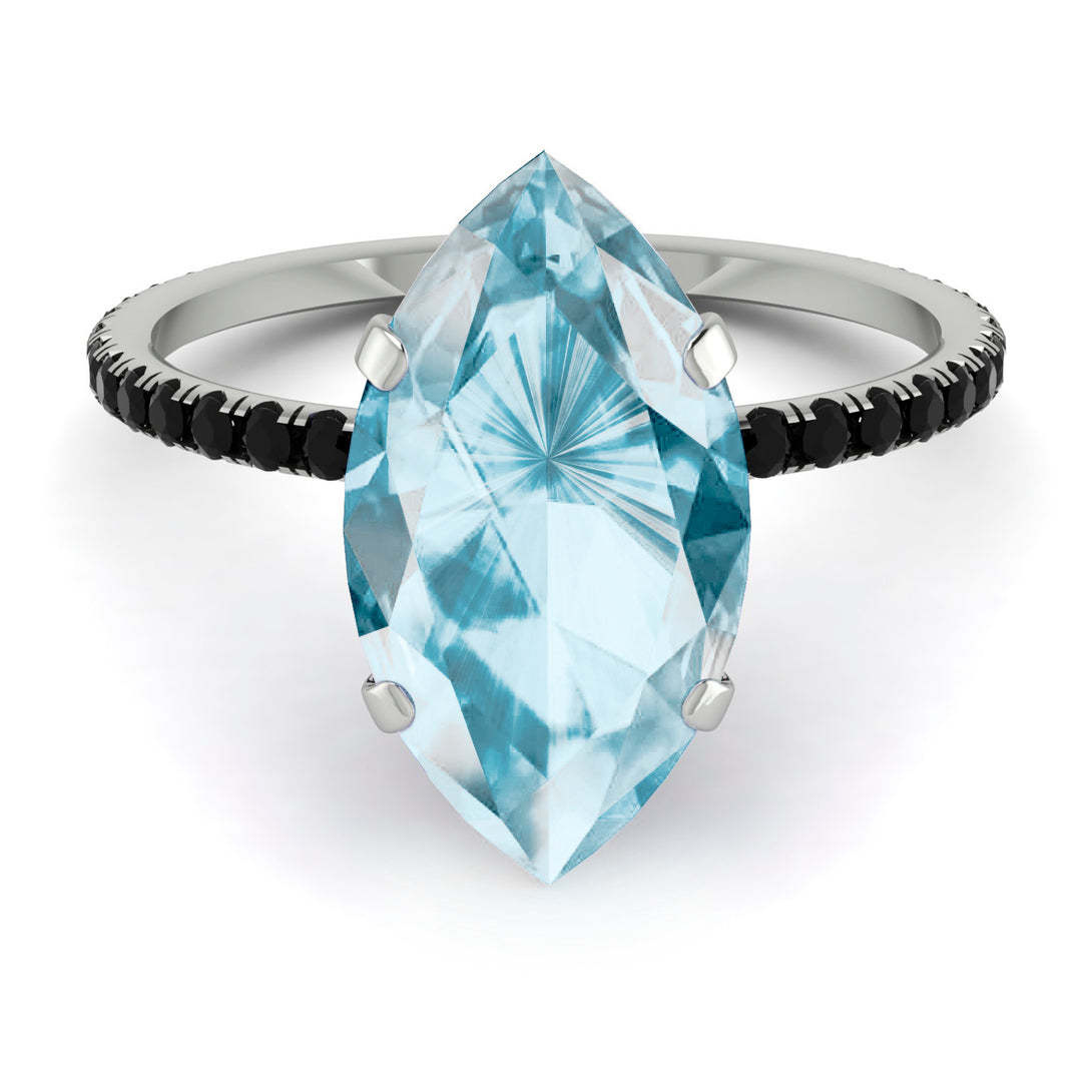 Hidden Halo Marquise Aquamarine Engagement Ring - Journey No. 409