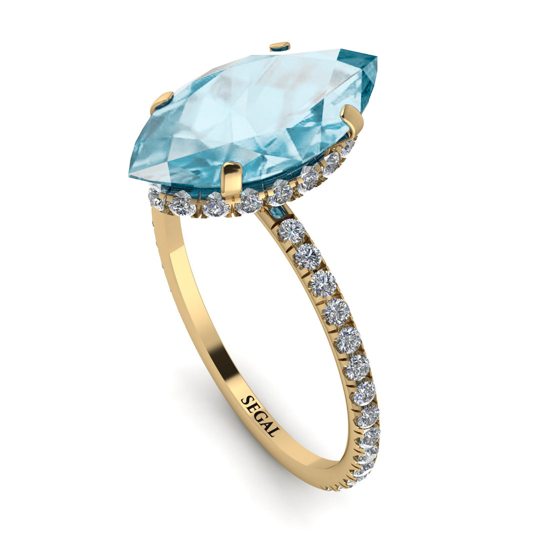 Hidden Halo Marquise Aquamarine Engagement Ring - Journey No. 401