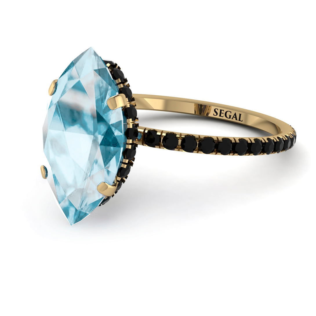 Hidden Halo Marquise Aquamarine Engagement Ring - Journey No. 407