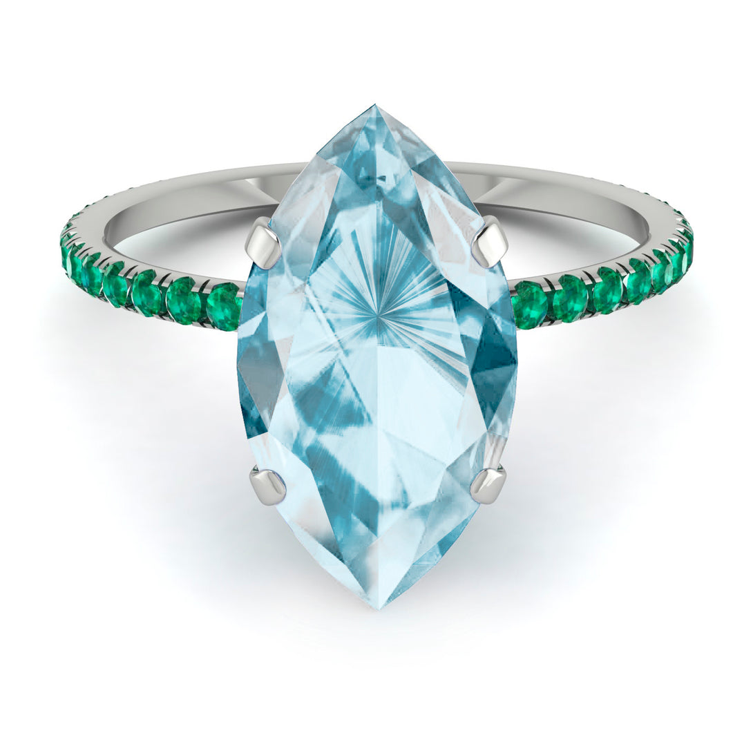 Hidden Halo Marquise Aquamarine Engagement Ring - Journey No. 406
