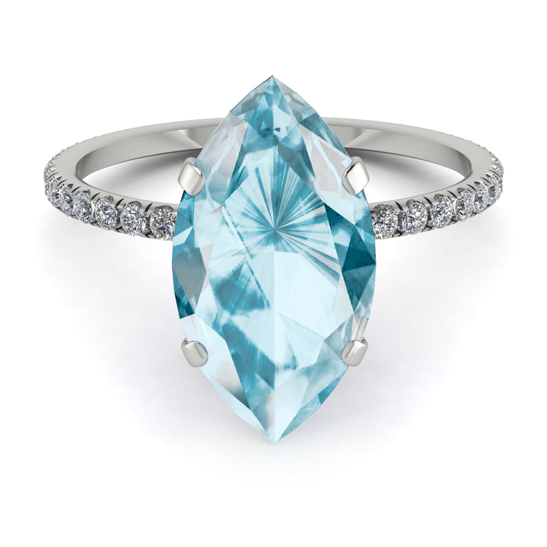 Hidden Halo Marquise Aquamarine Engagement Ring - Journey No. 403